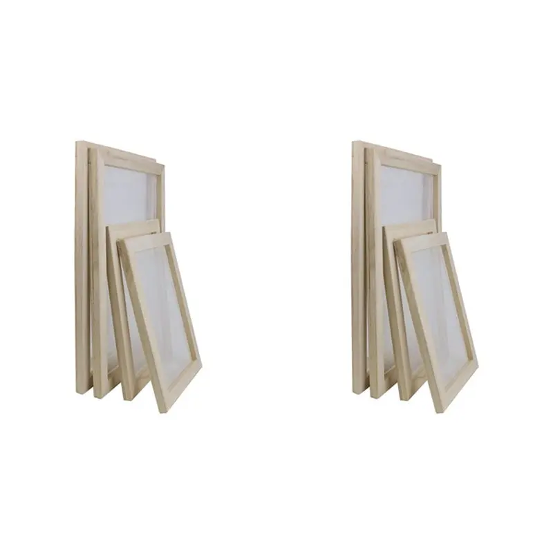【ALLOWANCE】8 Pack Wooden Paper Making Mould Frame, Screen Printing Frame For DIY Paper Craft And Dried Flower Handcraft, 2 Size