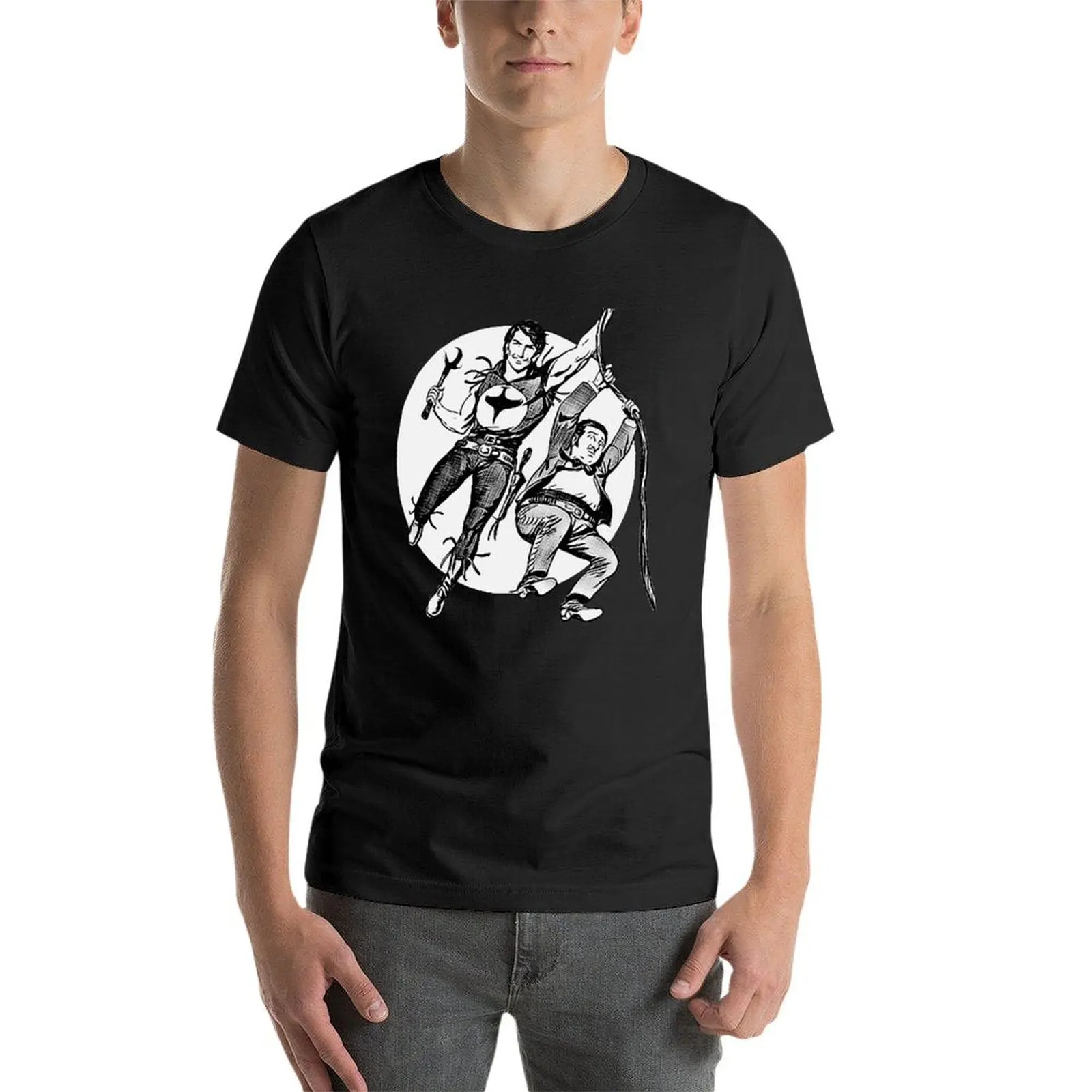 T-shirt noir surdimensionné pour homme, design de bande dessinée animée ZAGOR, sweat-shirt graphique