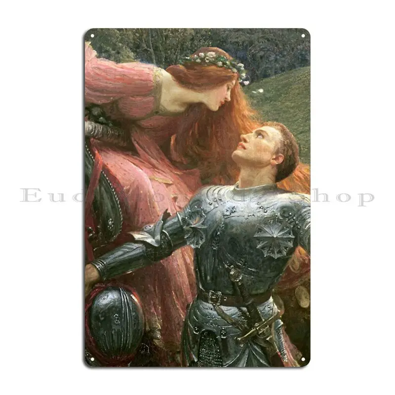 La Belle Dame Sans Merci Frank Bernard Dicksee Cropped Metal Plaque Designing Designing Garage Cinema Wall Mural Tin Sign Poster