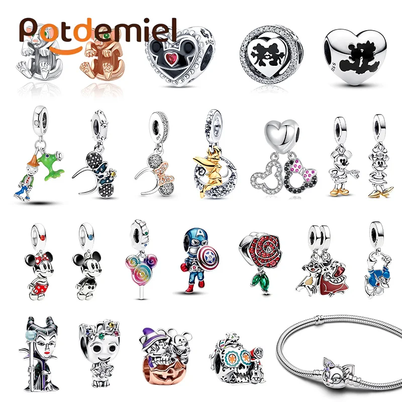 Potdemiel Disney 925 Silver Lion King Simba And Minimi Pendant Suitable For Girls Diy Bracelet Necklace Birthday Gift