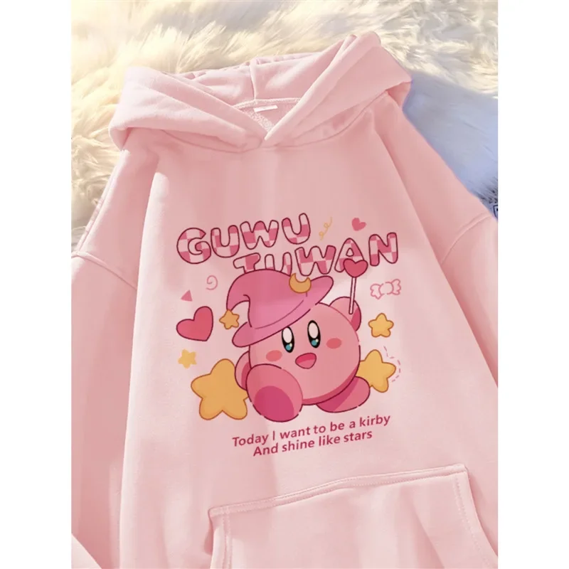 Anime Kirby Children\'s Hoodie Print Hooded Sweatshirt Kawaii Cute Cartoon Casual Fashion Loose Top Kid Clothing Gift Girl