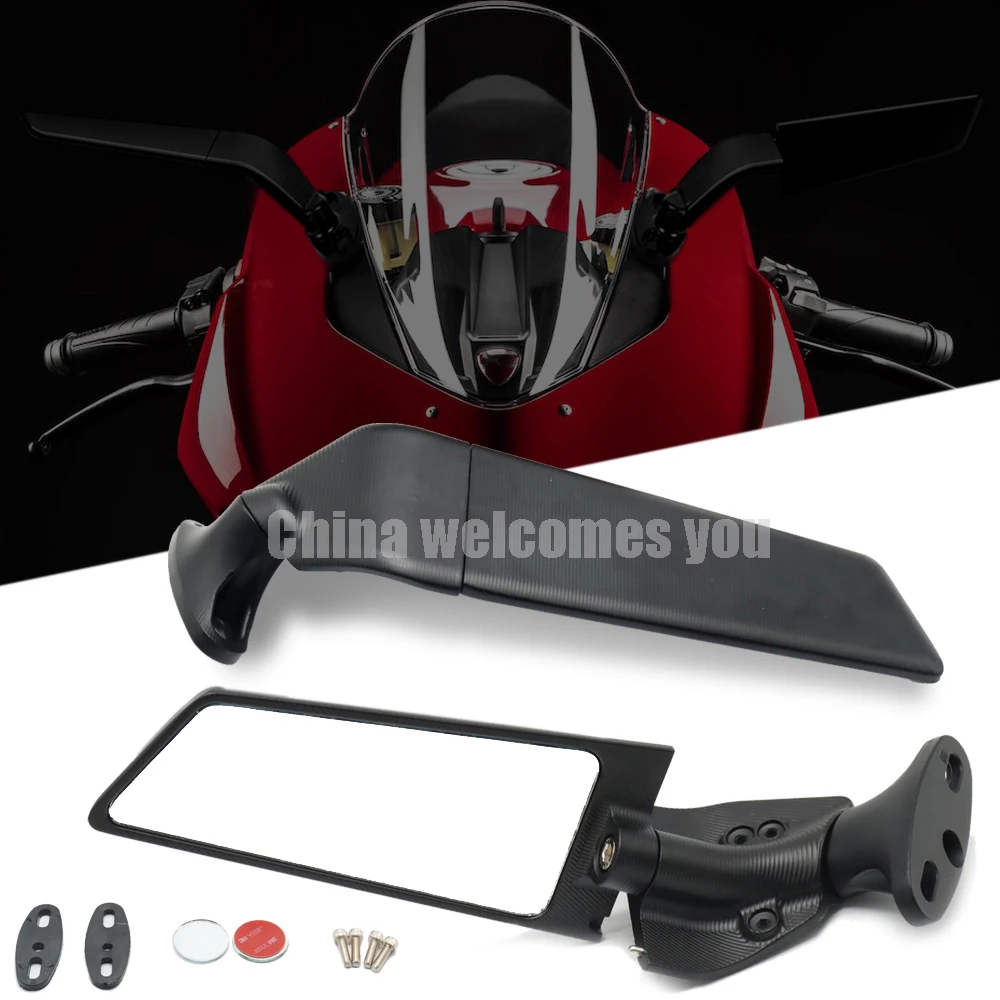 For DUCATI PANIGALE V2 V4 V4S 899 959 Wide field of view Motorcycle Rearview Mirrors Wind Wing Adjustable Rotating Side Mirrors