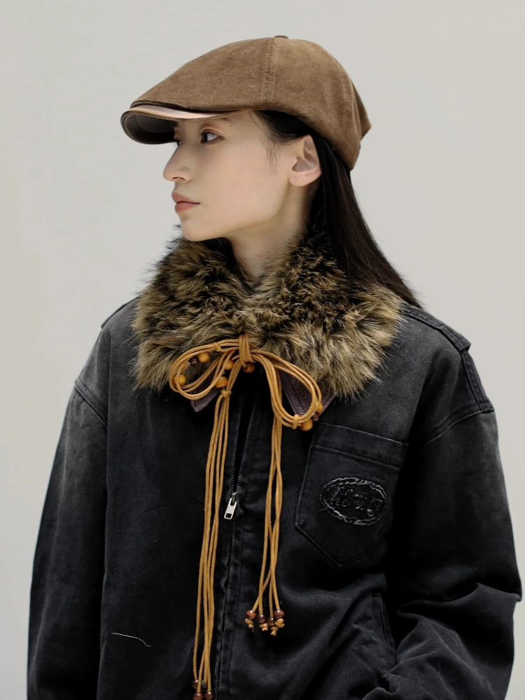 Vintage Leopard Fur Scarf Belt Y2K Furry Belt Cowgirl Gothic Punk Belts Warm Chic Fluffy Muffler Waistband Jeans Pants Decor