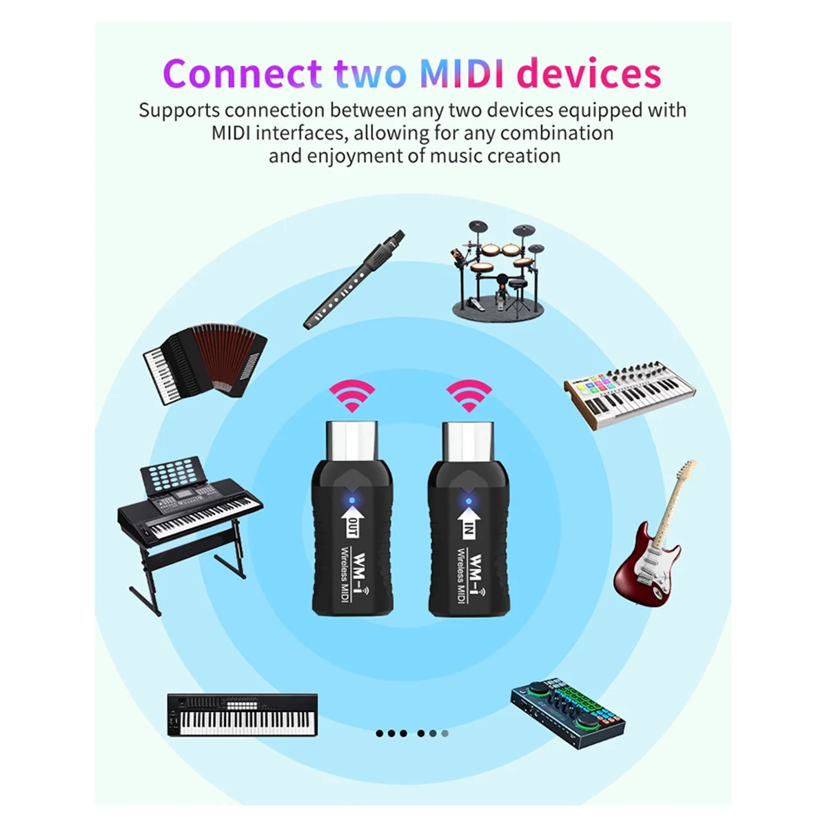 HOT Rechargeable Midi Wireless Guitar System Audio Receiver Transmitter Wireless Midi Adapter for Digital Piano Keyboard