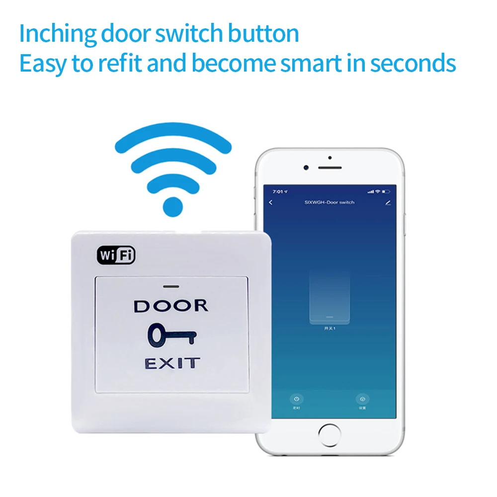 Work with Tuya App WiFi Exit Button Control Remote Door Opening Wireless Release Electronic Door Lock Button