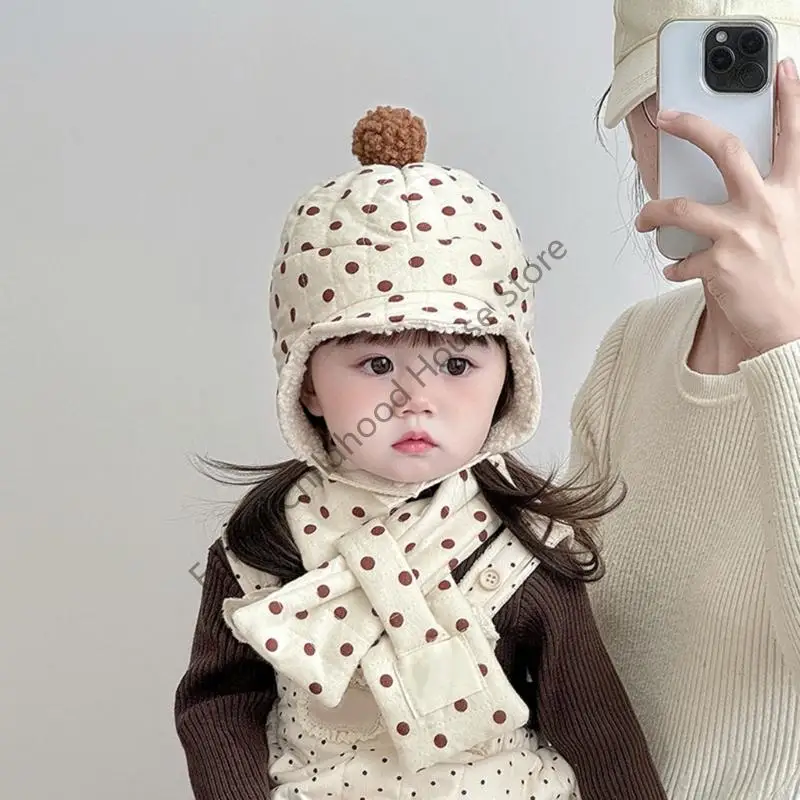 

D0LA Winter Warmth Ear Protections Hat Scarf Neck Warmer For Newborns To 3 Year Olds Soft Breathable Fabric Headgear