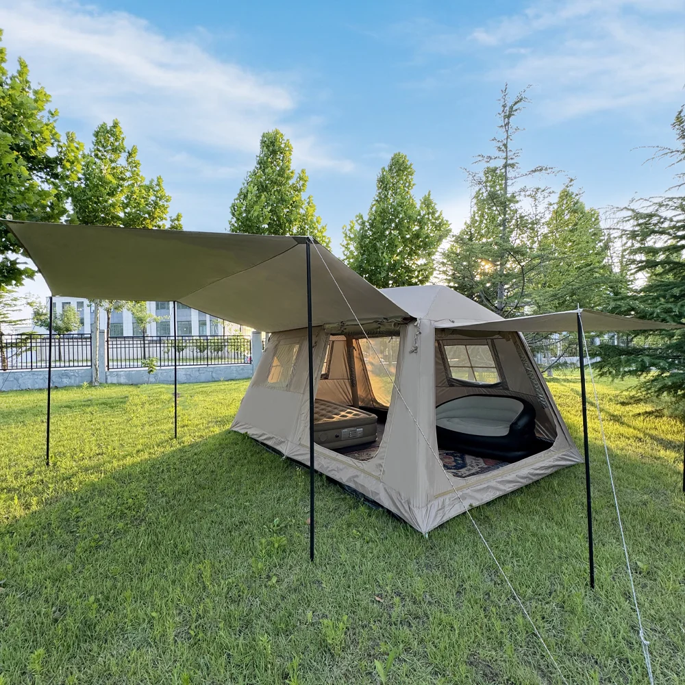 Super-Large Single Layer Automatic Storm Protection Beach Tent Portable Waterproof Oxford Family Camping Tent for Outdoor Use
