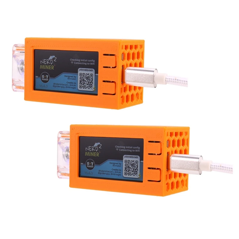 

2 шт. Nerdminer V2 Pro Miner 78KH/S Mini BTC Solo Lottery Miner со светящимся вентилятором Bitcoin Lottery Miner
