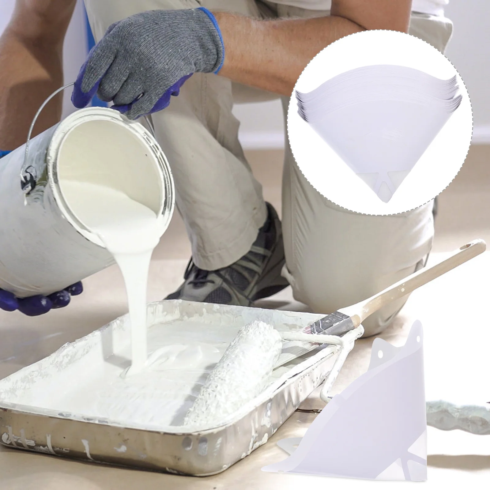 

50 шт. конических фильтров-воронок для краски и масла, 300 меш, для автомобильного грунтовочного раствора и автомобильной краски