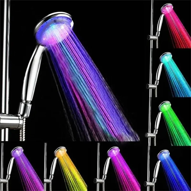 7 Colors LED Shower Head High Pressure Automatically LED Shower Light Handled Water Saving Shower Head Bathroom Accessories