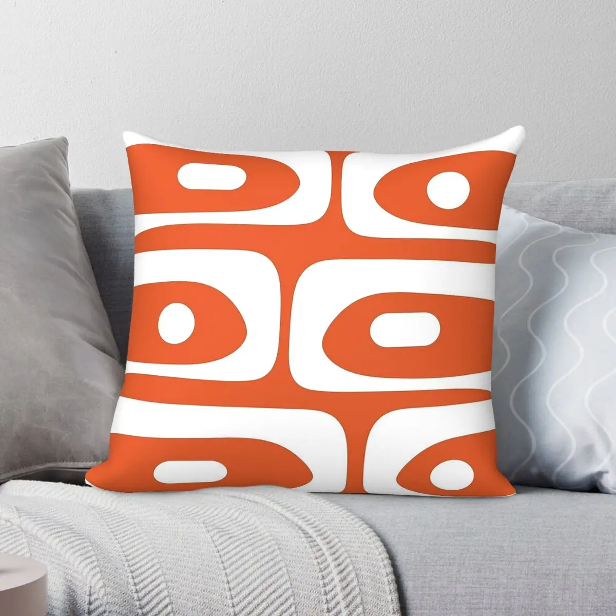 

Piquet Burnt Orange White Square Pillowcase Polyester Linen Velvet Pattern Zip Decor Room Cushion Cover 18"