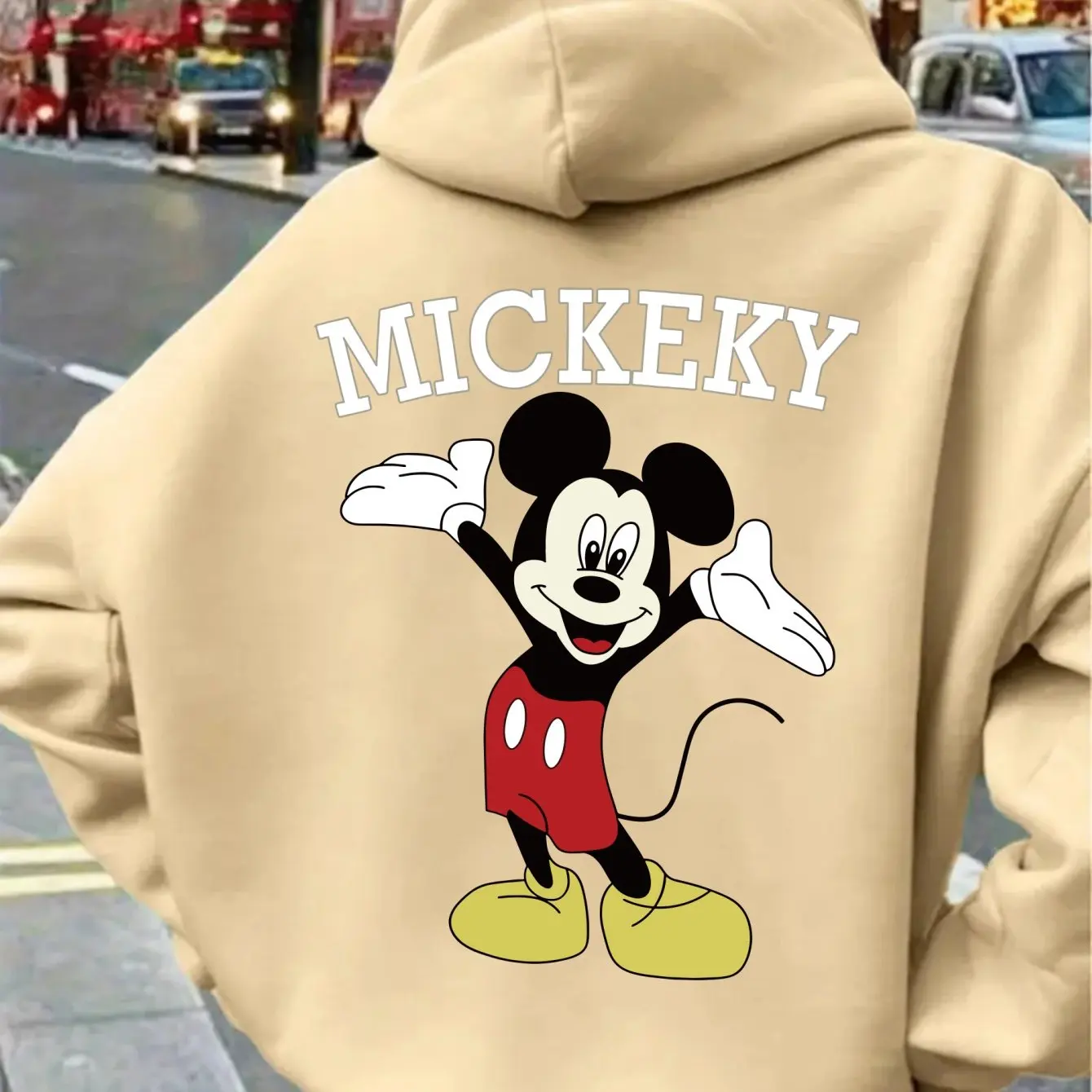 Sweat-shirt à capuche en polaire pour femmes, motif Disney Mickey Mouse, unisexe, Streetwear, surdimensionné, ample, décontracté, automne et hiver