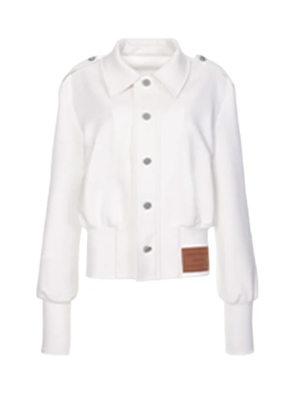 เสื้อโค้ทผู้หญิงสไตล์เรโทรอเมริกัน คอปกสีขาว แบบเกาหลี ลำลอง ใส่สบาย อุ่น กระดุมหน้า ทรงหลวม สำหรับฤดูหนาว