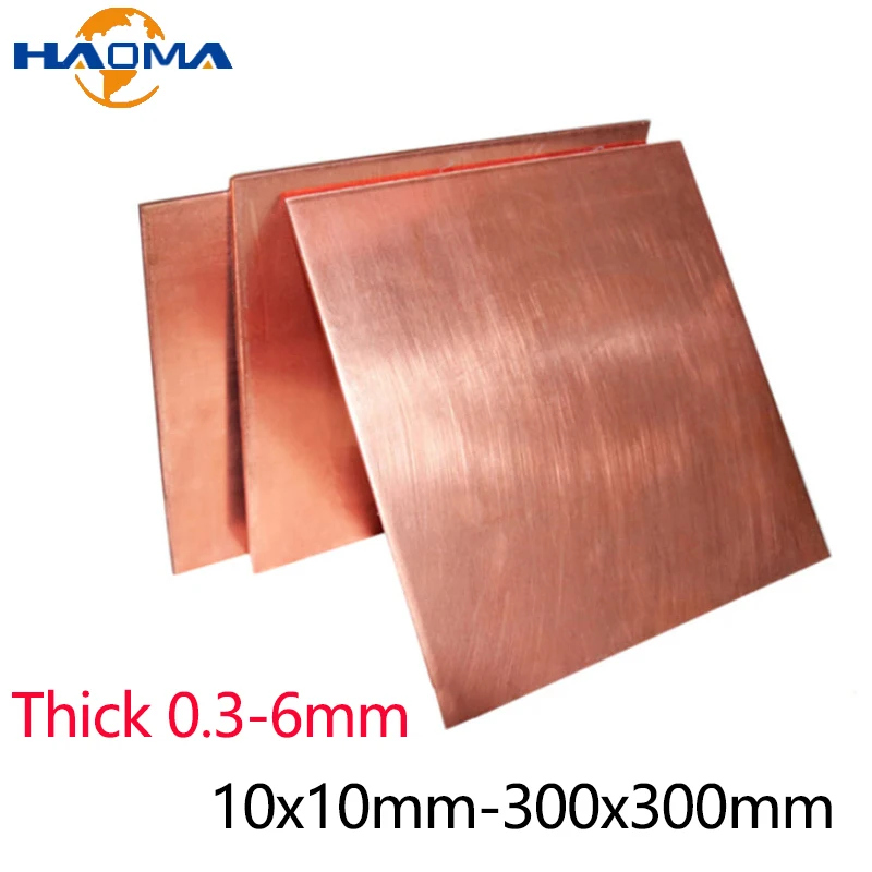 T2 Copper Plate Pure Copper Sheet Thick 0.3mm 0.5mm 0.6mm 0.8mm 1mm 1.2mm 1.5mm 2mm 2.5mm 3mm 4mm 5mm 6mm DIY Customized