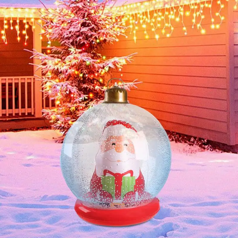 

PVC Christmas Balls Large Christmas Outdoor Ornaments With Santa Claus Inside Oversized Christmas Yard Decorations For Holiday