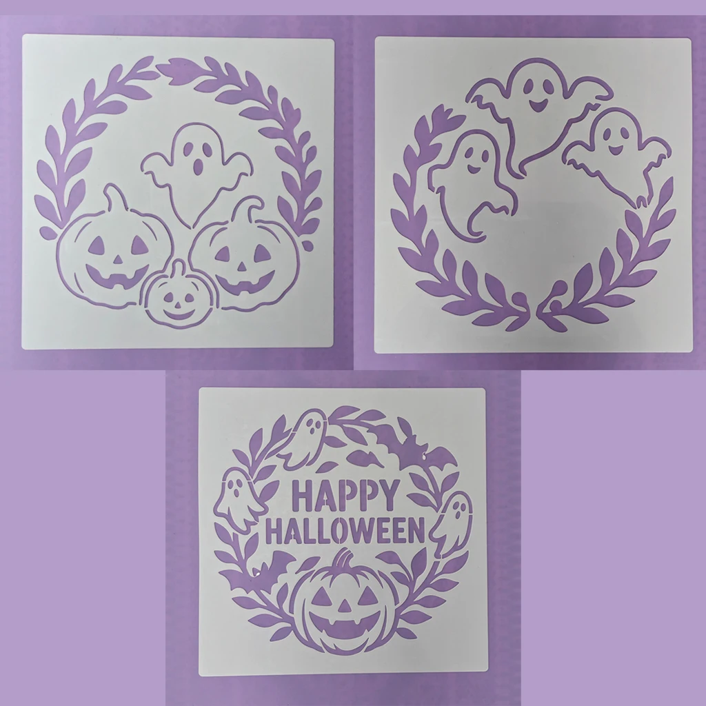 Halloween Ghost Pumpkin Cake Decor Stencil, Food‑Safe PET Baking Template for Cookies Dessert DIY Decor