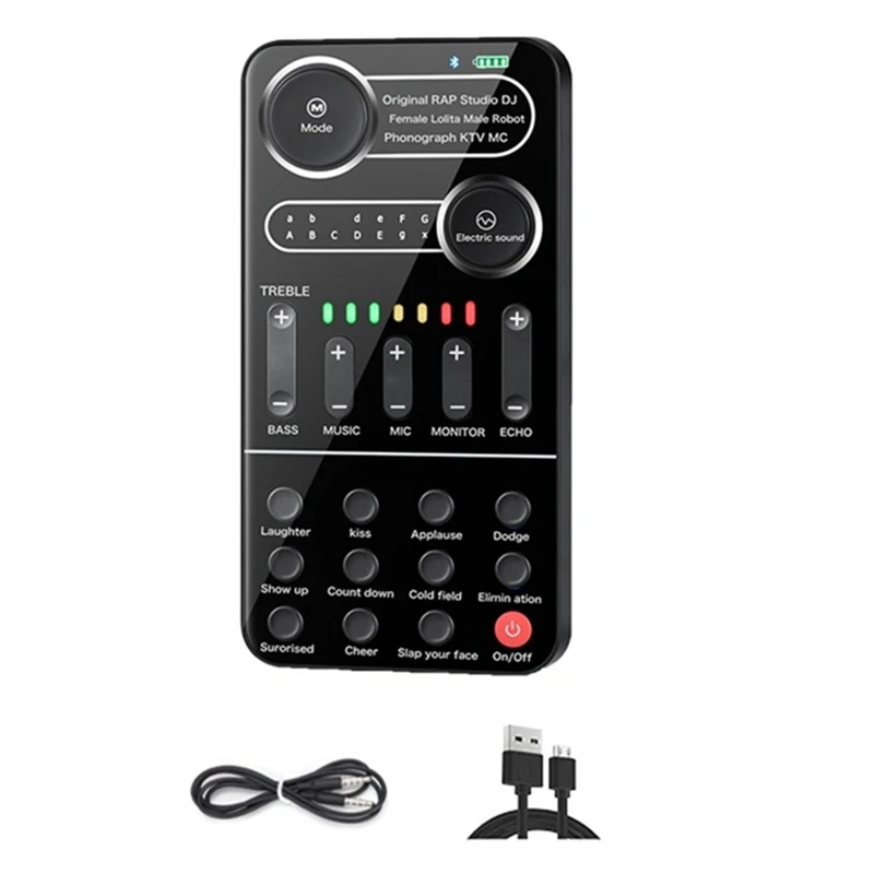 HOT SALE K9 Voice Changer Live Sound Card 12 Electric Tones Microphone Live Broadcast Sound Card for MobilePhone Computer PC