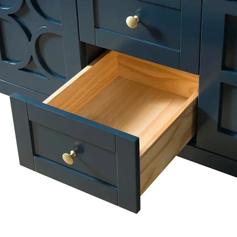 Armário de banheiro de madeira com pia dupla de 60 polegadas e espelho