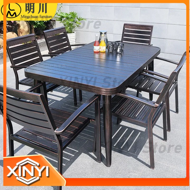 Aluminum Outdoor Dining Table Set for Patio Garden Balcony Villa Waterproof UV Resistant for All Aluminum Furniture