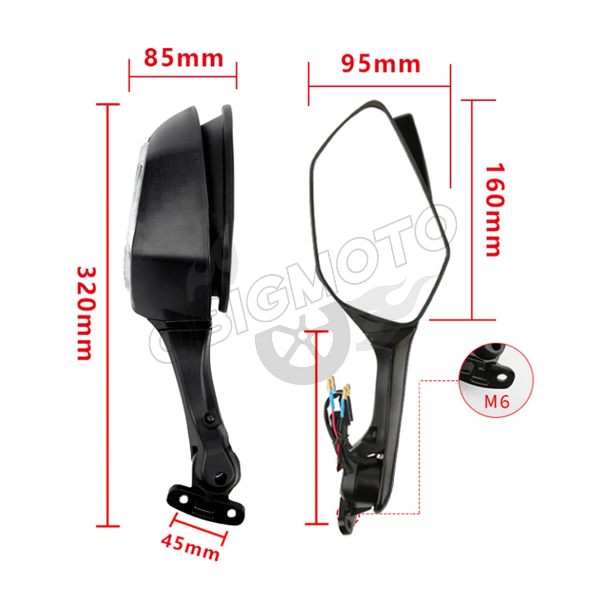 Side Rearview Mirrors With LED Turn Signal Light For Kawasaki Ninja ZX10R ZX 10R 1000 J K ABS SE For Honda CBR650R For Yamaha R3