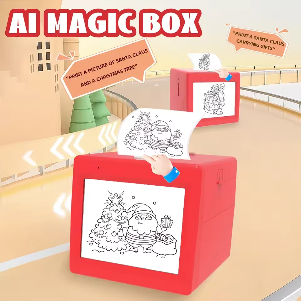 

New AI Sticker Box AI Voice Activated Sticker Maker for Kids Instant Inkless Thermal Printer DIY Projects 5 Rolls Paper Included