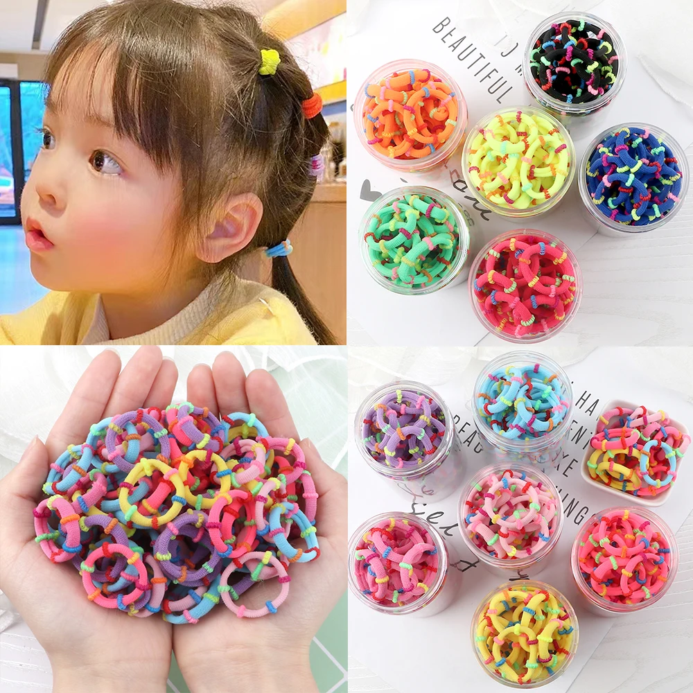 20-100pcs Children Candy Color Hair Bands for Baby Girls Lovely Scrunchies Rubber Band Kids Soft Elastic Sweet Hair Accessories