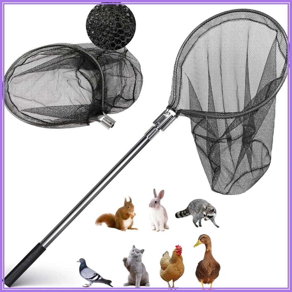 

Adjustable Animal Catcher Net for Poultry, Pets, and Wildlife - 43" to 78" Handle with 20" Opening