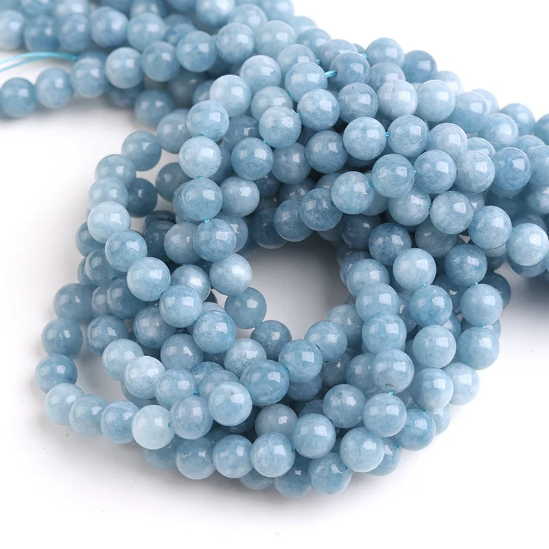 4/6/8/10/12mm Natural Aquamarin Agat Stone 1 strand/lot Bead Round Loose Spacer Beads For Jewelry Making Findings DIY Bracelet