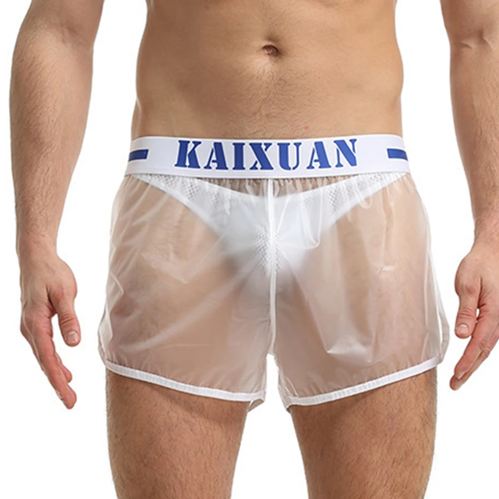 1 قطعة الرجال مثير شفافة PVC السراويل مرونة الخصر صالات رياضية اللياقة البدنية الشاطئ جذوع الملاكم الملابس الداخلية رجل (لا ملخصات) #5