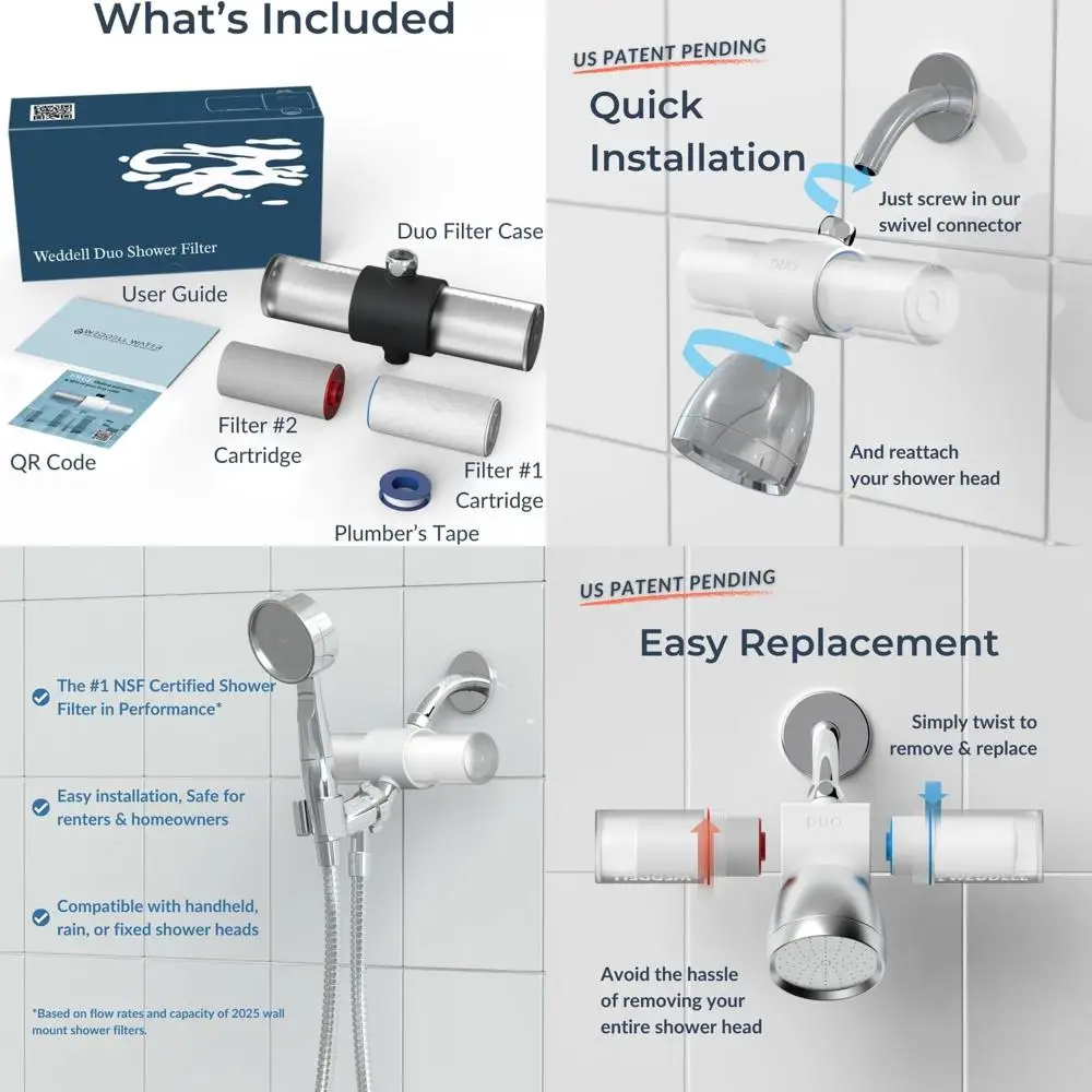 

NSF Certified High-Pressure Carbon Shower Filter - Removes Chlorine, PFAS, and Particulates for Healthier Skin and Hair (Black)