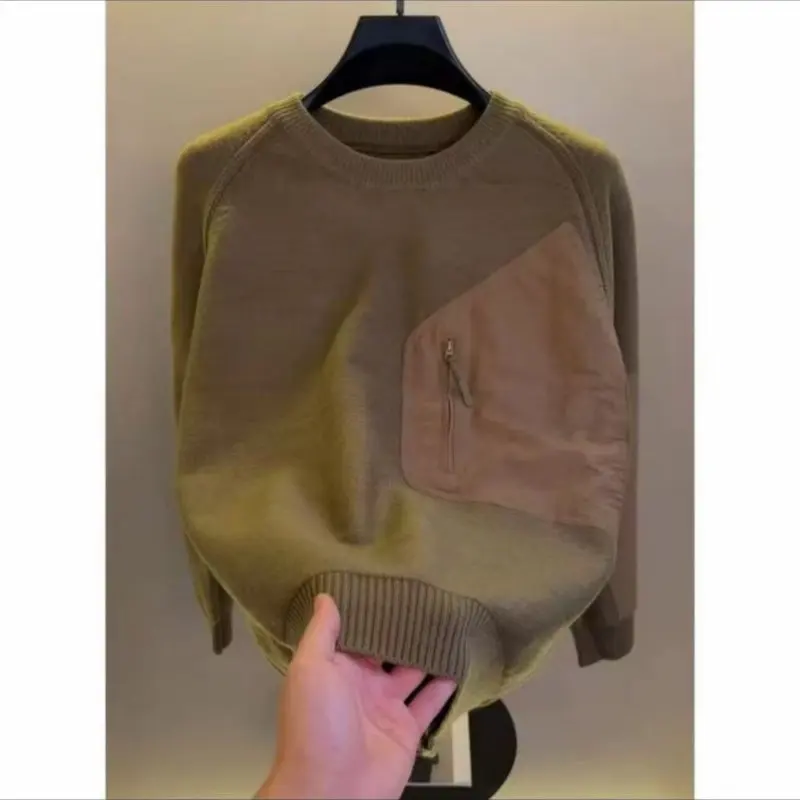 

Мужской теплый модный свитер из плотной вязки с круглым вырезом, базовая верхняя одежда для мужчин