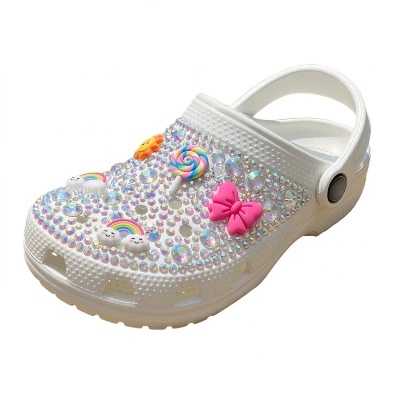 

Блестящие шлепанцы со стразами, кристальные вьетнамки, тапочки с драгоценными камнями, блестящие шлепанцы для детей, модные летние сандалии