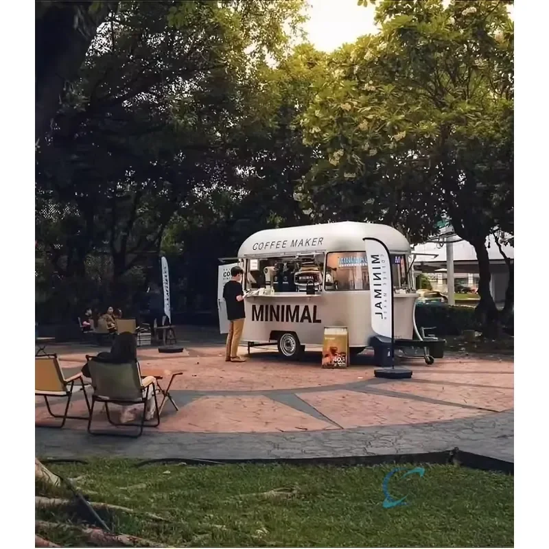 Mobile Alumina Food Cart Commercial Multifunctional Snack Cart Stall Camping Coffee Cart