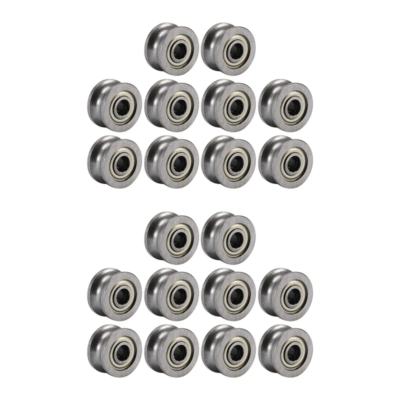 

20Pcs U Groove Bearing U624ZZ Carbon Steel Durable V Groove Ball Bearing Pulley For Rail Track Linear Motion Systems