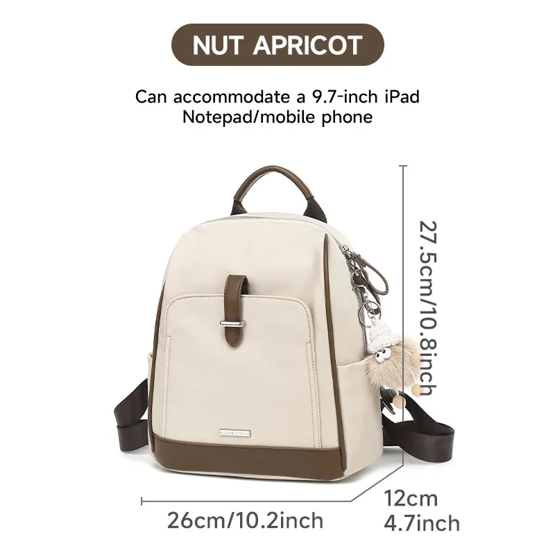 Fashion Women Travel Backpack Waterproof Oxford Backpack Fit 9.7-Inch IPad With Anti-Theft Zipper Bag, Beautiful Keychain Gift