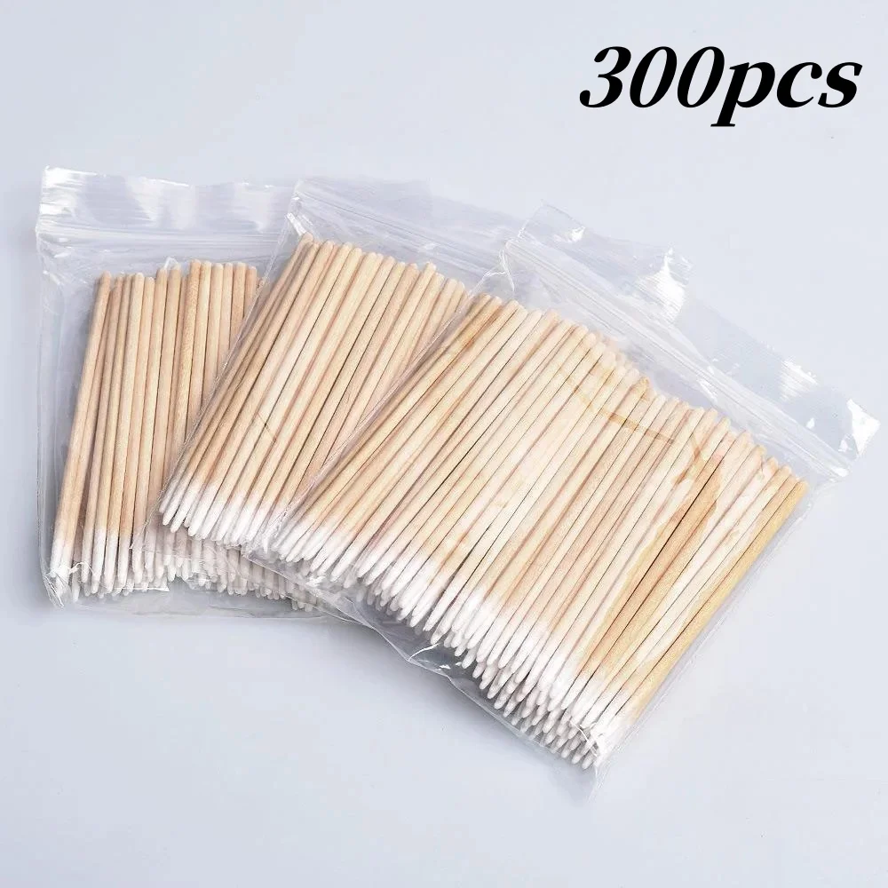 100/300/500 Nagels Houten Tip Katoen Stok Knoppen Wegwerp Ultra-Detail Corrector Nagellak Remover Schone Sticks manicure Gereedschap