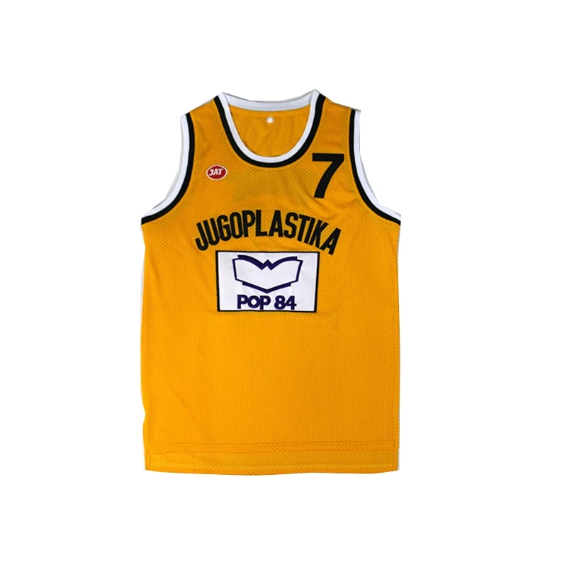 Basketball Jerseys JUGOPLASTIKA 7 Kukoc Sewing Embroidery Cheap Outdoor Sports Jersey High-quality yellow 2024 New