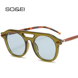 SO & EI-gafas de sol Retro de doble puente para hombre y mujer, lentes de sol con remaches, gradiente transparente, UV400, diseñador de marca, Punk