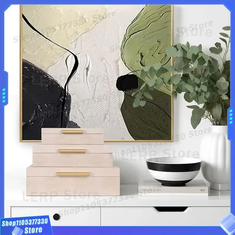 3 Piece Ivory Faux Leather Jewelry Box Set with Gold Metal Handle Soft Decorative Storage for Ladies Home Organization Hanna