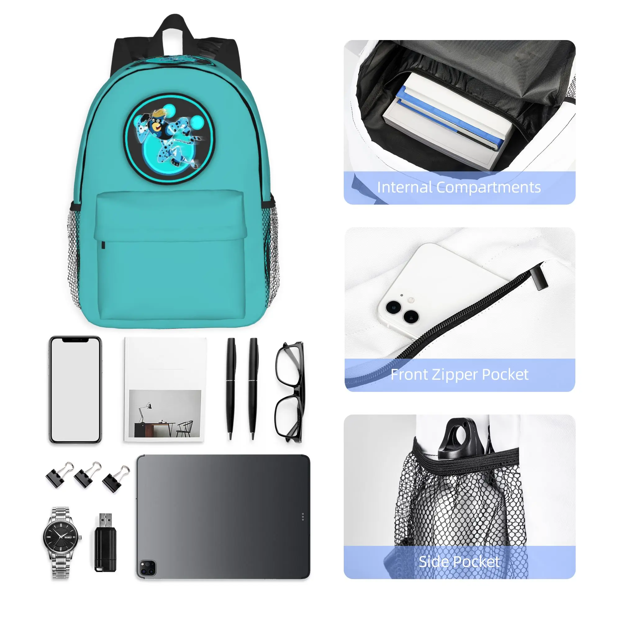 Wild Kratts blue color Backpack Hot Sale Daypack Large Capacity Boys Girls BookBag Shoulder Bags for Men Women School Bag
