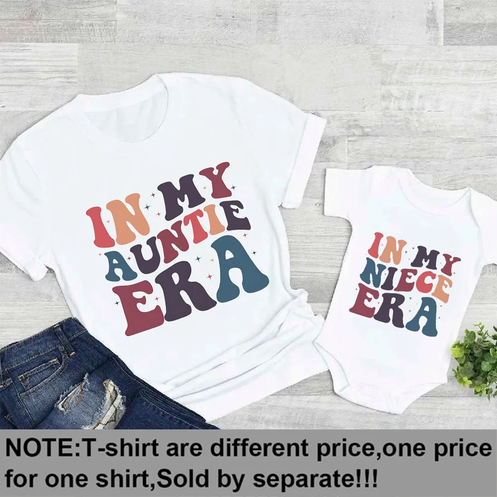 In My Auntie Era Shirt Matching Family Shirt Auntie and Nephew Shirts Cloth Niece Baby Romper Auntie T-shirts Gift for New Aunt