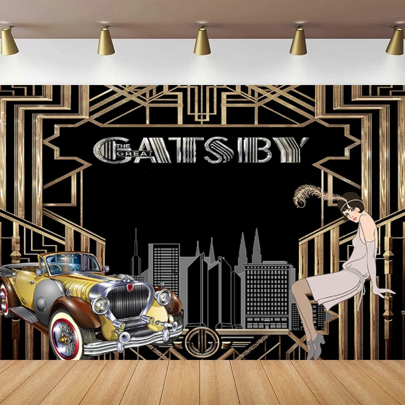 Roaring 20's Themed Party Photography Backdrop The Great Gatsby Flapper Birthday Background Gangster Vintage 20s Decor Banner