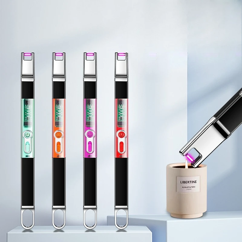 USB Rechargeable Igniter with Transparent Window, Candle Gas Stove Lighter, Windproof Plasma Ignition Stick for Home & Camping