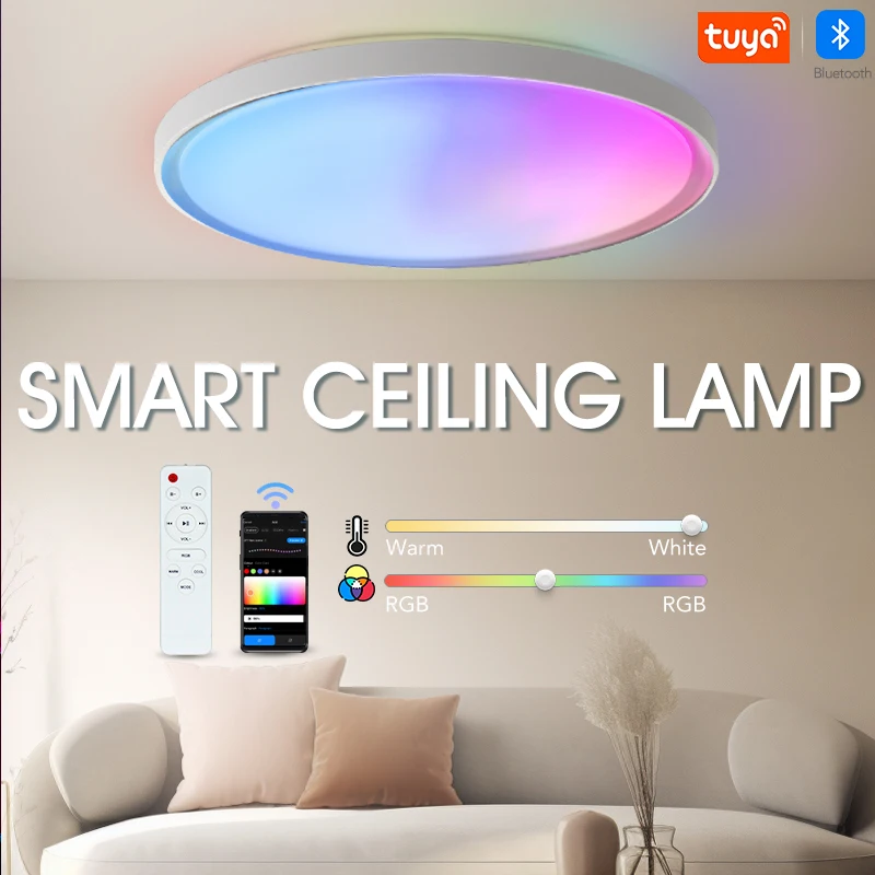 

MARPOU LED Tuya APP Умный потолочный светильник WIFI Bluetooth RGB + CW Приложение Дистанционное управление Спальня Гостиная Домашний светильник 32 Вт 45 Вт 47 Вт