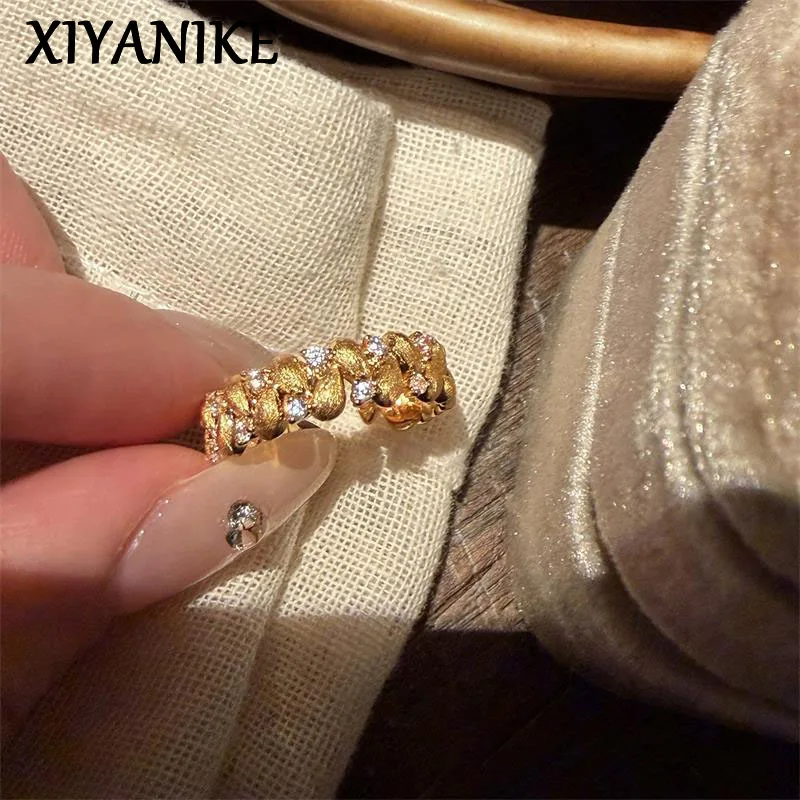 

XIYANIKE Golden Wheat Ear Zircon Adjustable Rings For Women Fashion New Jewelry Gift Party Wedding кольцо женское