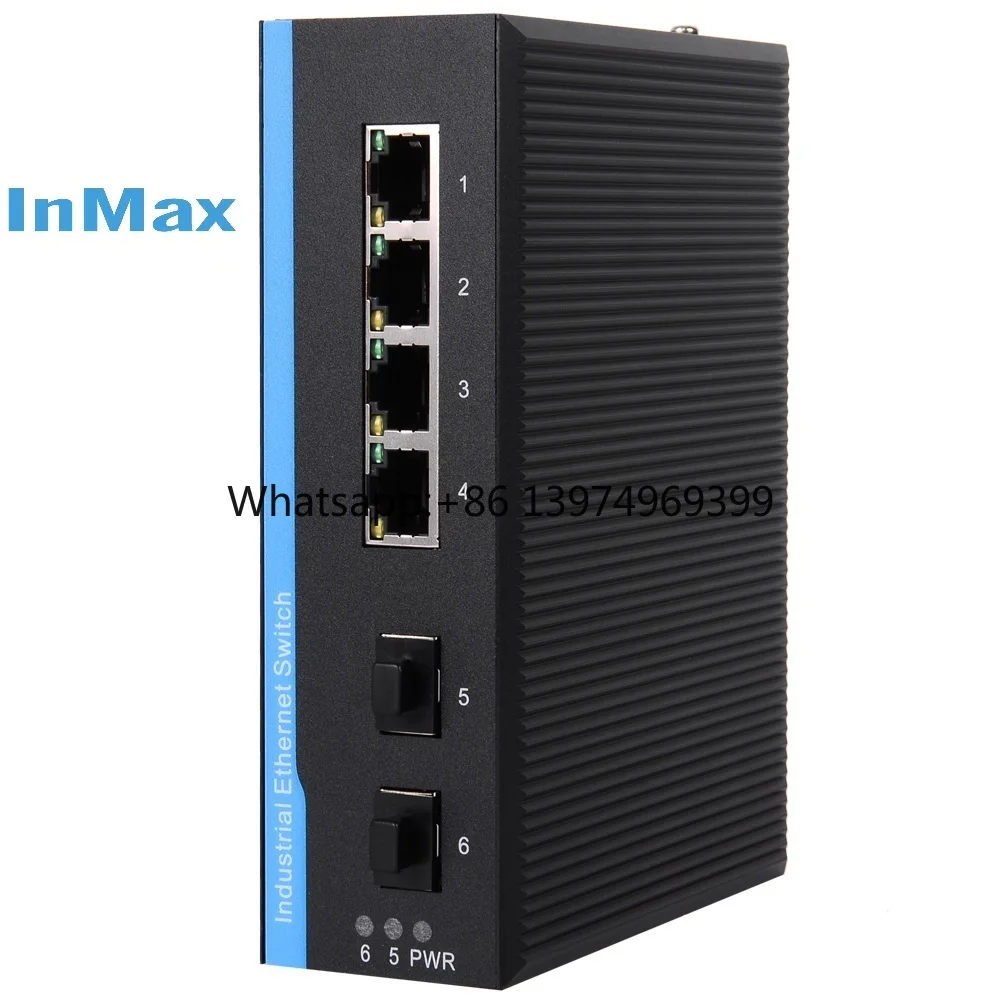 6 Port 4 Port 9V 12V 24V 48V Din Rail Mini Outdoor 10 100 1000M Fiber Optic Equipment Gigabit Industrial Ethernet Network Switch