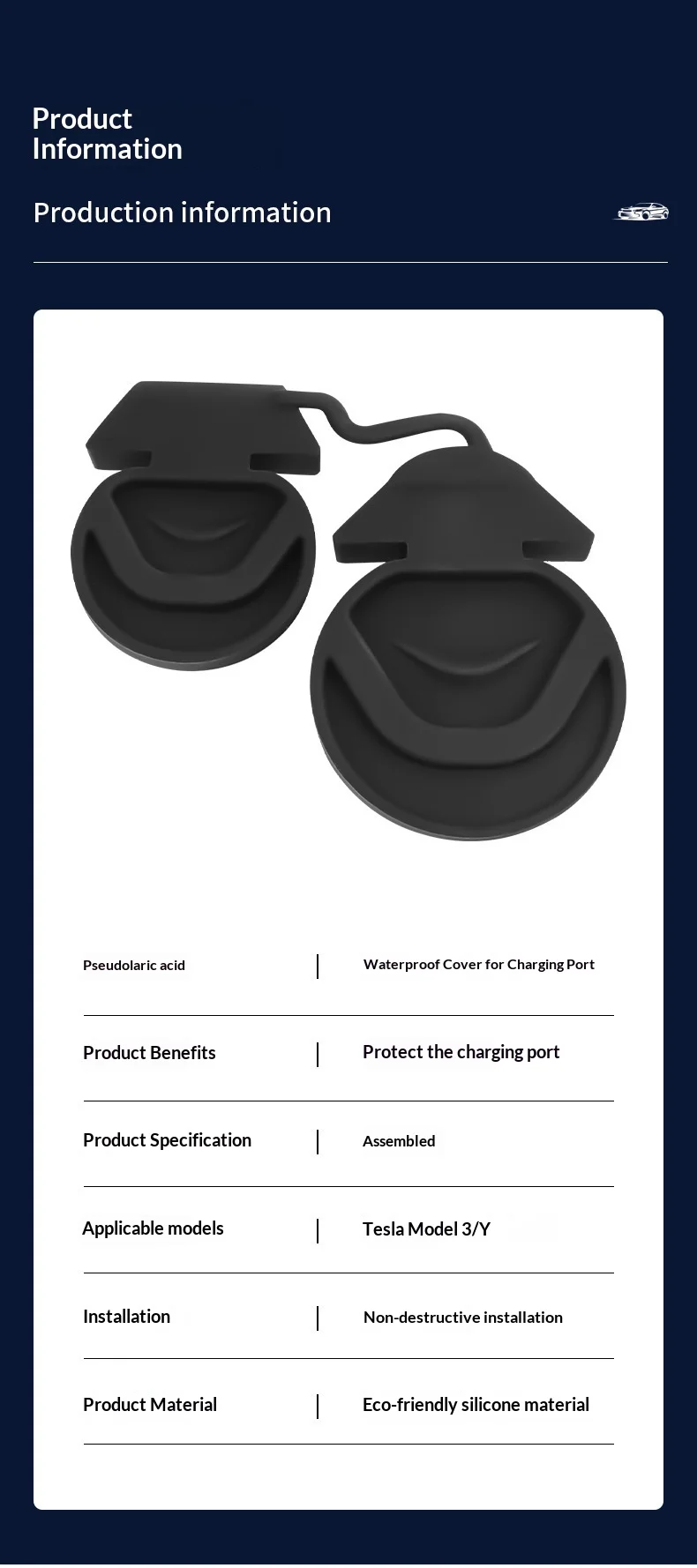 1PCS Waterproof Charging Port Cover for Tesla Model 3 Highland Model Y Juniper YL Silicone Charger Plug Protector Pad Fittings view 4