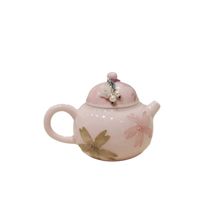 Light Pink Cherry Blossom Hand-painted Teapot, Jingdezhen Ceramic Arita Yaki Style Brewing Pot,Ladies Kung Fu Single Teaware