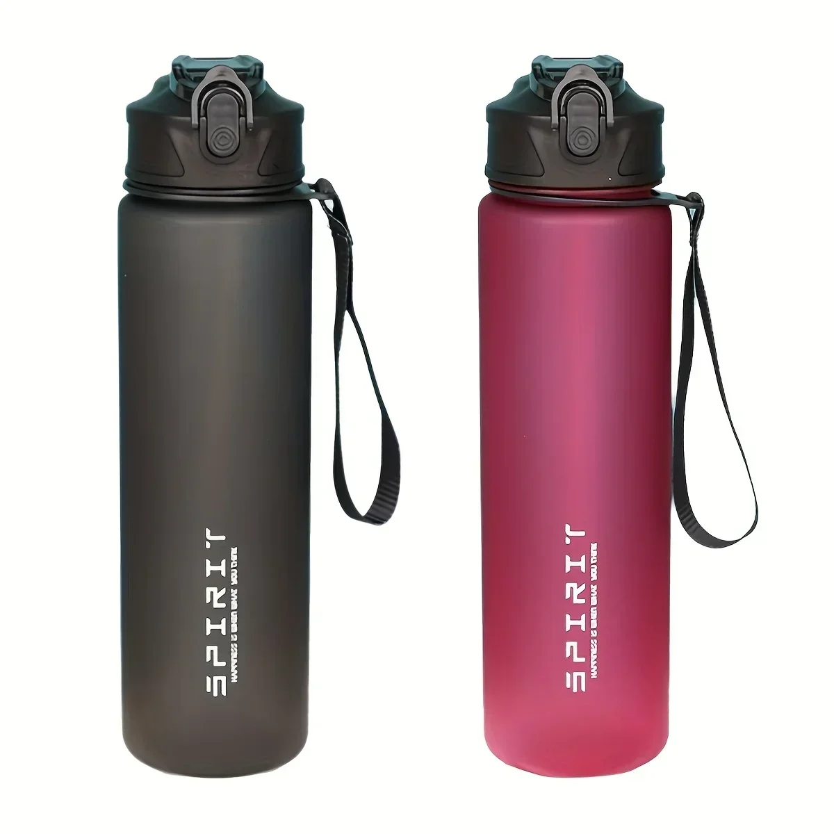 

26oz Large Capacity Grinkwell Frosted Sports Water Bottle - Leakproof, BPA-Free PC with Silicone Straw & Carrying Rope for Gym