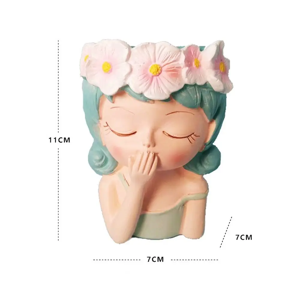 

Girl Head Planter Cartoon Face Planters Pots Resin Nordic Fairy Flowerpot Girl Statue Realistic Succulent Planter Pot Bedroom